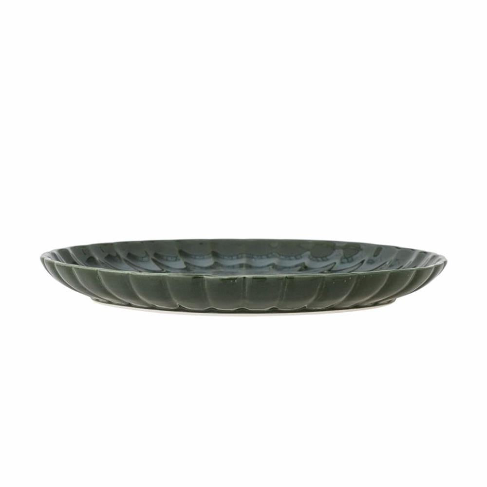 Bloomingville Latina Teller, Dunkelgrün, 27 cm, Steingut, Speiseteller, dänisches Design