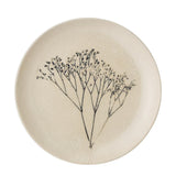 Bloomingville Bea Teller, Natur, 21cm, Steingut, mit Blumenmotiv, dänisches Design