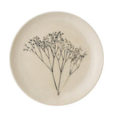Bloomingville Bea Teller, Natur, 21cm, Steingut, mit Blumenmotiv, dänisches Design