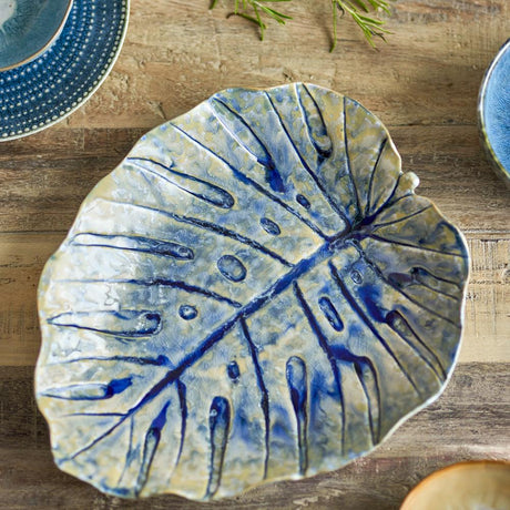 Bloomingville Rowan Servierplatte blau Steingut 32,5x26,5 cm