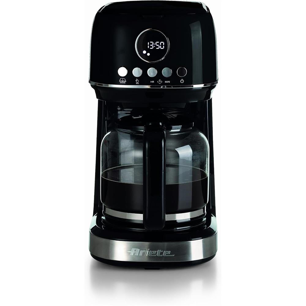 Ariete Moderna Filterkaffeemaschine, Schwarz, 15 Tassen Kaffeemaschine, mit Glaskanne