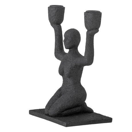 Bloomingville Lucie Kerzenhalter Schwarz Polyresin Dekofigur Frauenfigur Yogafigur