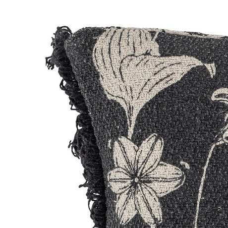Bloomingville Mali Kissen, Schwarz, recycelte Baumwolle L50 x B50 cm