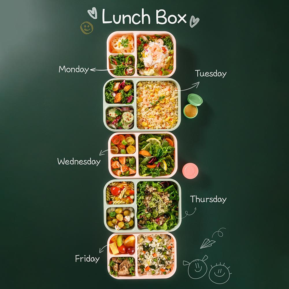 LocknLock To-Go Lunchbox 980 ml, Rosa, 3 Fächer - Mikrowellengeeignet BPA-frei