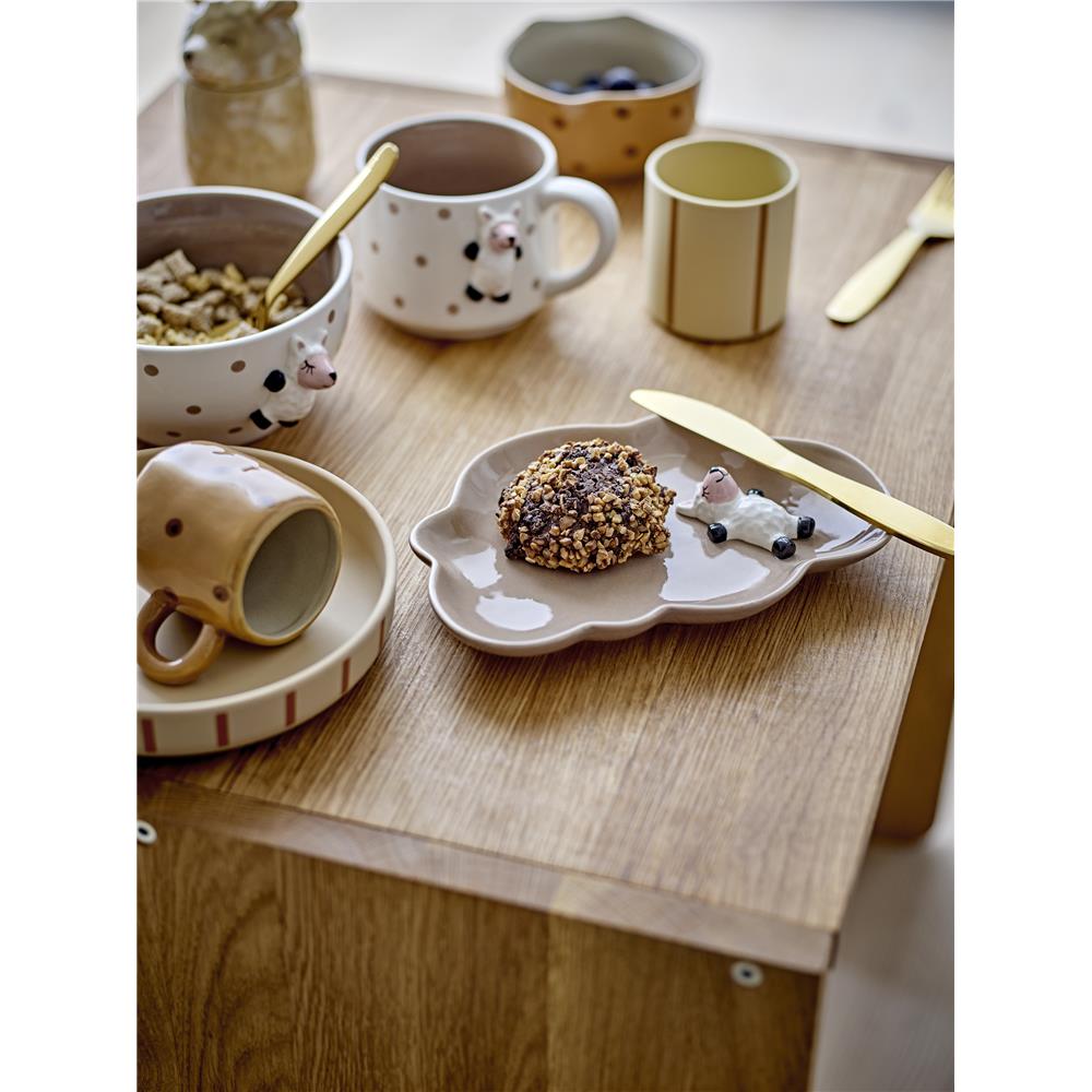 Bloomingville MINI Dolly Tasse mit Schaffigur verziert, Steingut, Kindertasse, dänisches Design