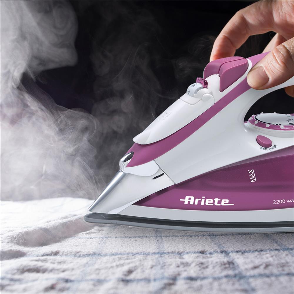 Ariete Steam Iron Dampfbügeleisen, Violett, Edelstahlsohle, Vertikaldampf, 2200W