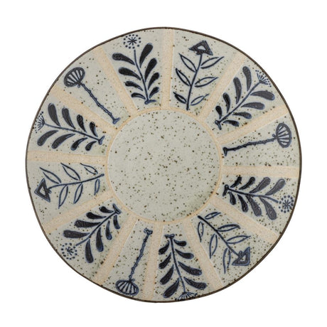 Bloomingville Leonie Teller in Beige/Blau, 21cm, aus Steingut