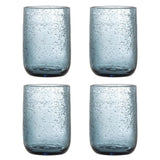 Bloomingville Tabby Trinkglas blau 330 ml aus Glas – mundgeblasenes 4er Set für Küche & Tischdeko