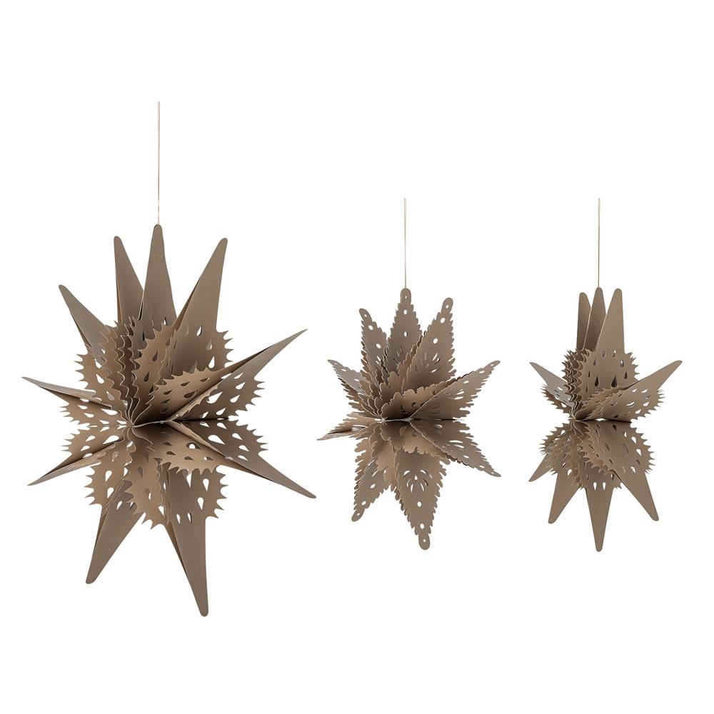 Bloomingville Ilo Stern Braun Papier 3er Set Weihnachtsstern zum Aufhängen
