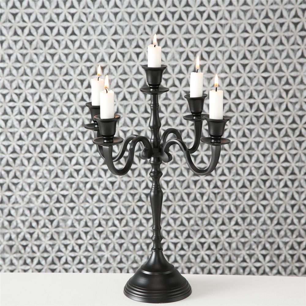 BOLTZE Kerzenleuchter Victoria Schwarz Aluminium 40 x 30 cm für 5 Kerzen