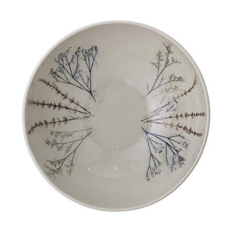 Bloomingville Bea Servierschüssel, Natur, 3,5L, Steingut, mit Blumenmotiv, dänisches Design