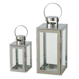 BOLTZE Laterne Caruso 2er Set Silber Windlicht Kerzenhalter Skandinavisches Design