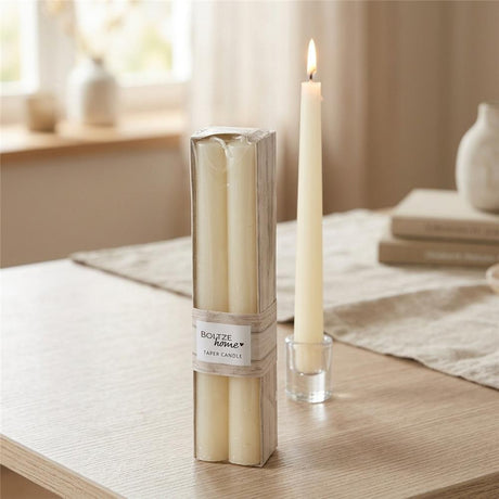 BOLTZE Stabkerze Melia cremeweiß 4 Stück 20cm Kerzen Wachskerzen Leuchterkerzen Tafelkerzen