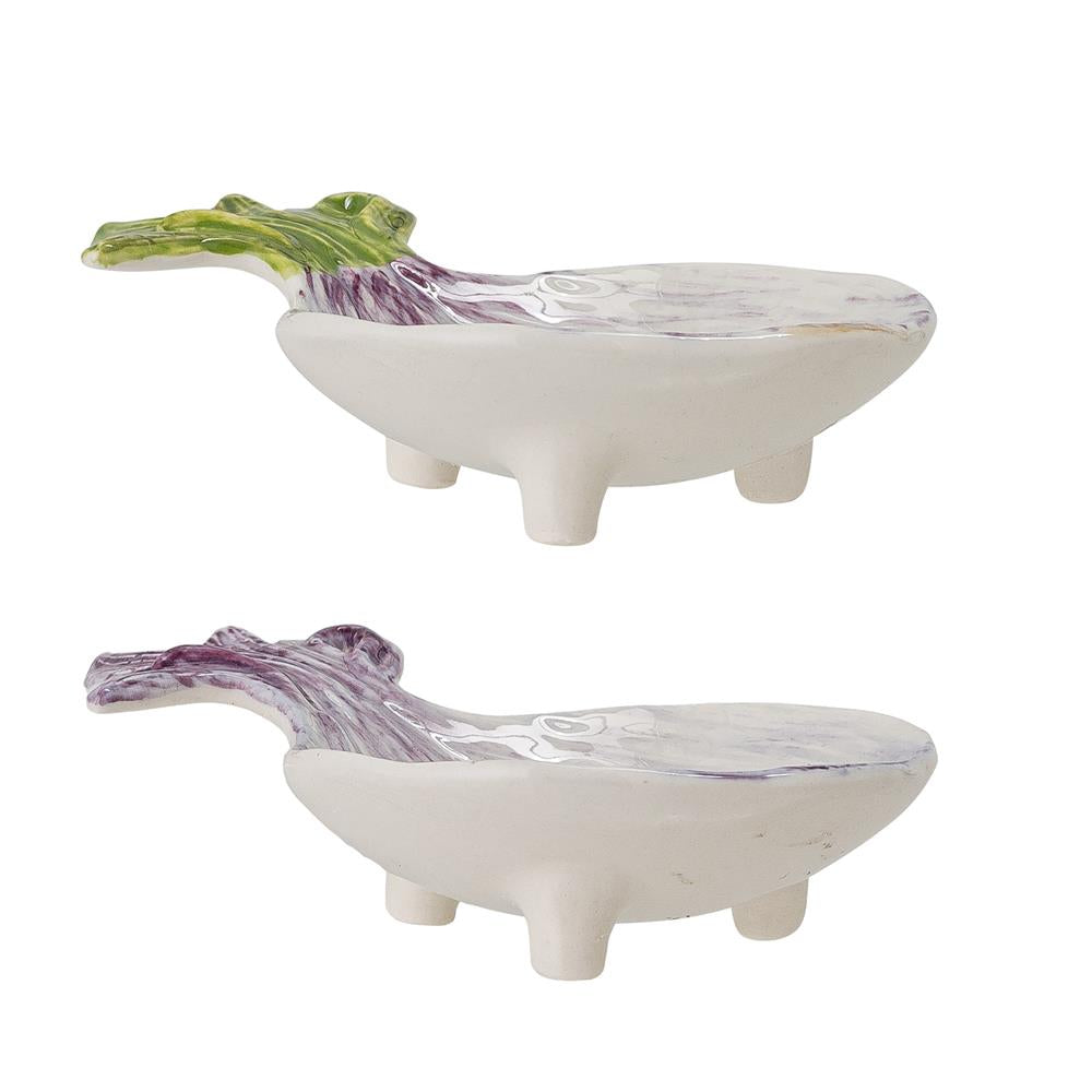 Bloomingville Mimosa Zwiebel Schale 2er Set Lila/Grün Steingut Schale Dekoschale dänisches Design