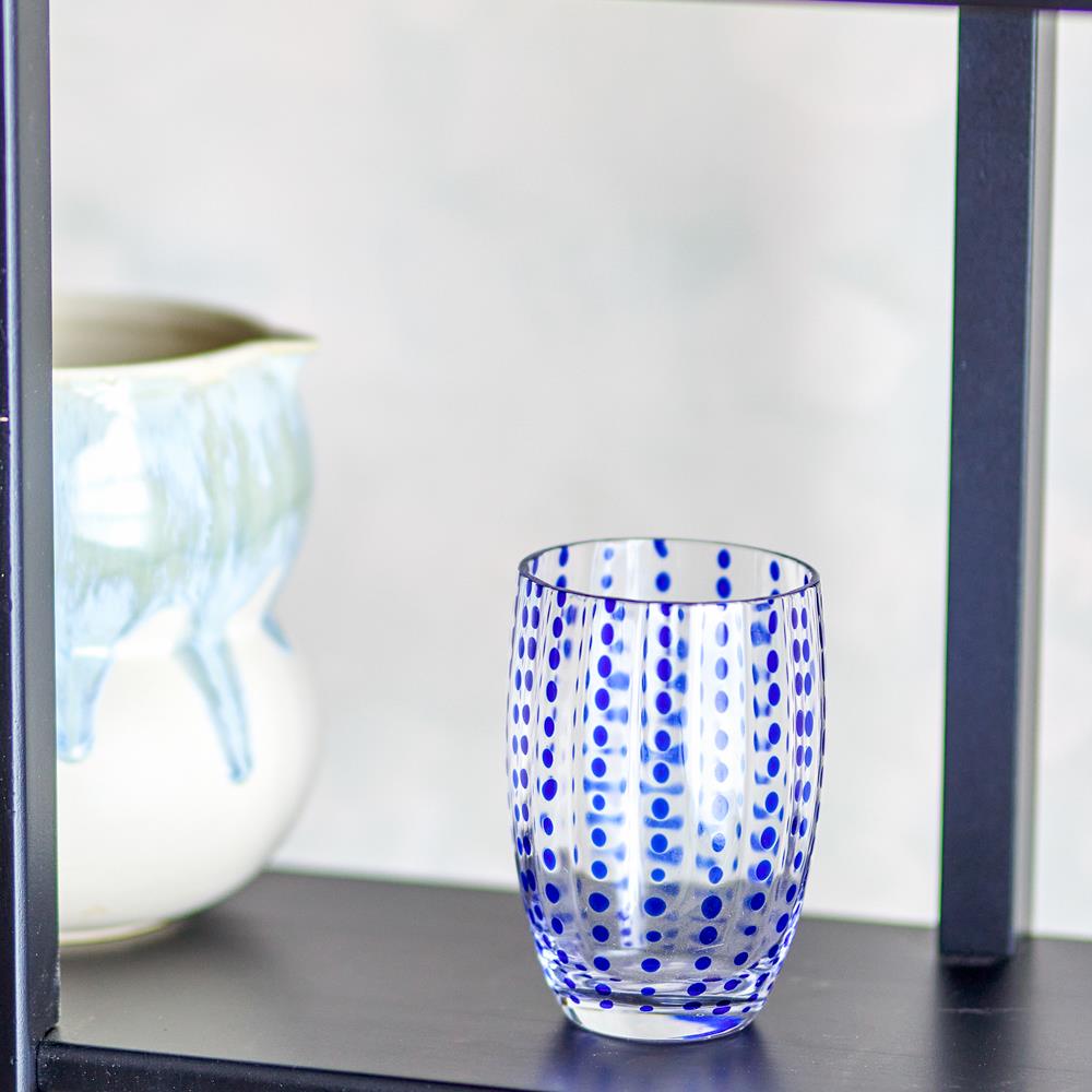 Bloomingville Brinley Trinkglas aus Glas in Blau 350 ml – 4er Set für Küche und Tischdeko