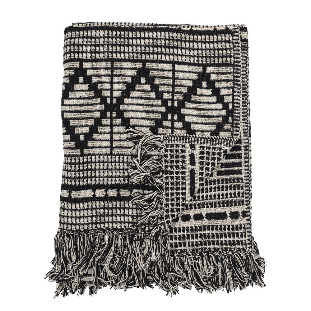 Bloomingville Gutte Decke 160x130cm Schwarz Baumwolle Sofadecke Tagesdecke Kuscheldecke Überwurf