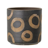 Bloomingville Avo Blumentopf 12 x 12cm Schwarz Braun Kringel Terrakotta Übertopf dänisches Design