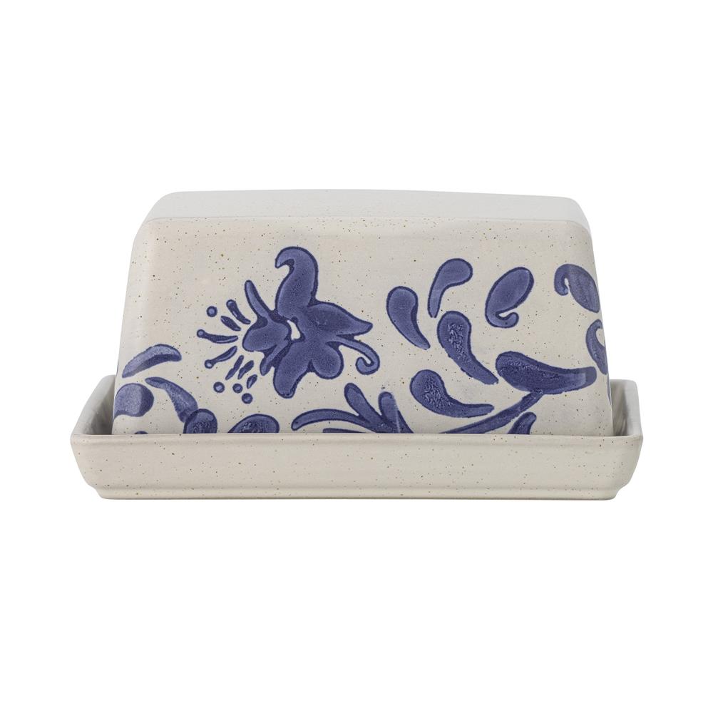 Bloomingville Petunia Butterdose, Blau, Steingut, romantischen Vintage-Look, dänisches Design