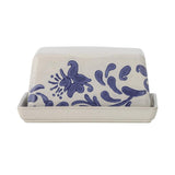 Bloomingville Petunia Butterdose, Blau, Steingut, romantischen Vintage-Look, dänisches Design