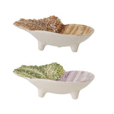 Bloomingville Mimosa Rübe Schale 2er Set Braun/Grün/Violett Steingut Dekoschale dänisches Design