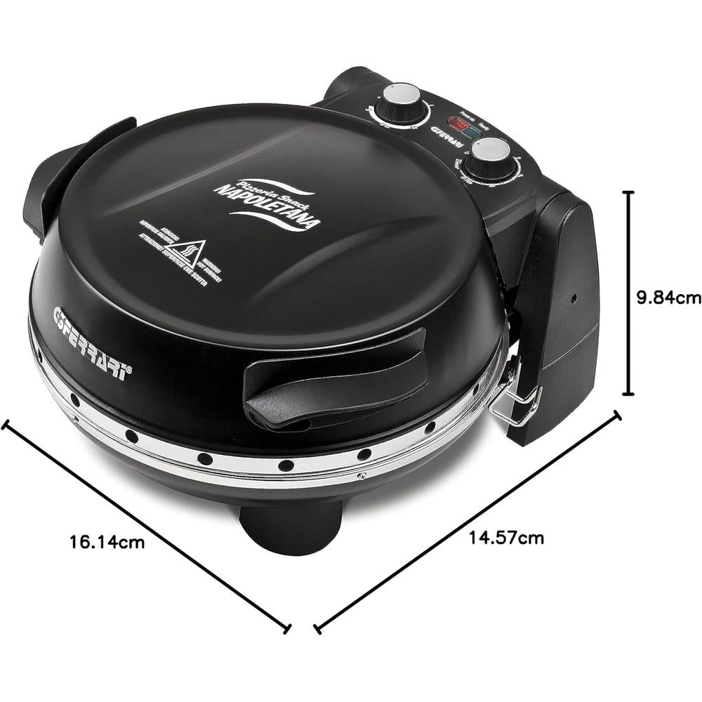 G3Ferrari elektrischer Pizzaofen Napoletana mit Pizzastein schwarz Pizzamaker 1200W für Pizza Ø 31cm