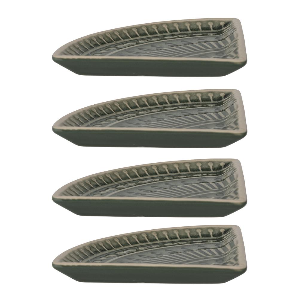 Bloomingville Rani Schale, 4er Set, Grün, Steingut L11xH1xW11 cm, dänisches Design