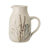 Bloomingville Bea Wasserkrug, Natur, 1,5L, Steingut, mit Blumenmotiv, dänisches Design