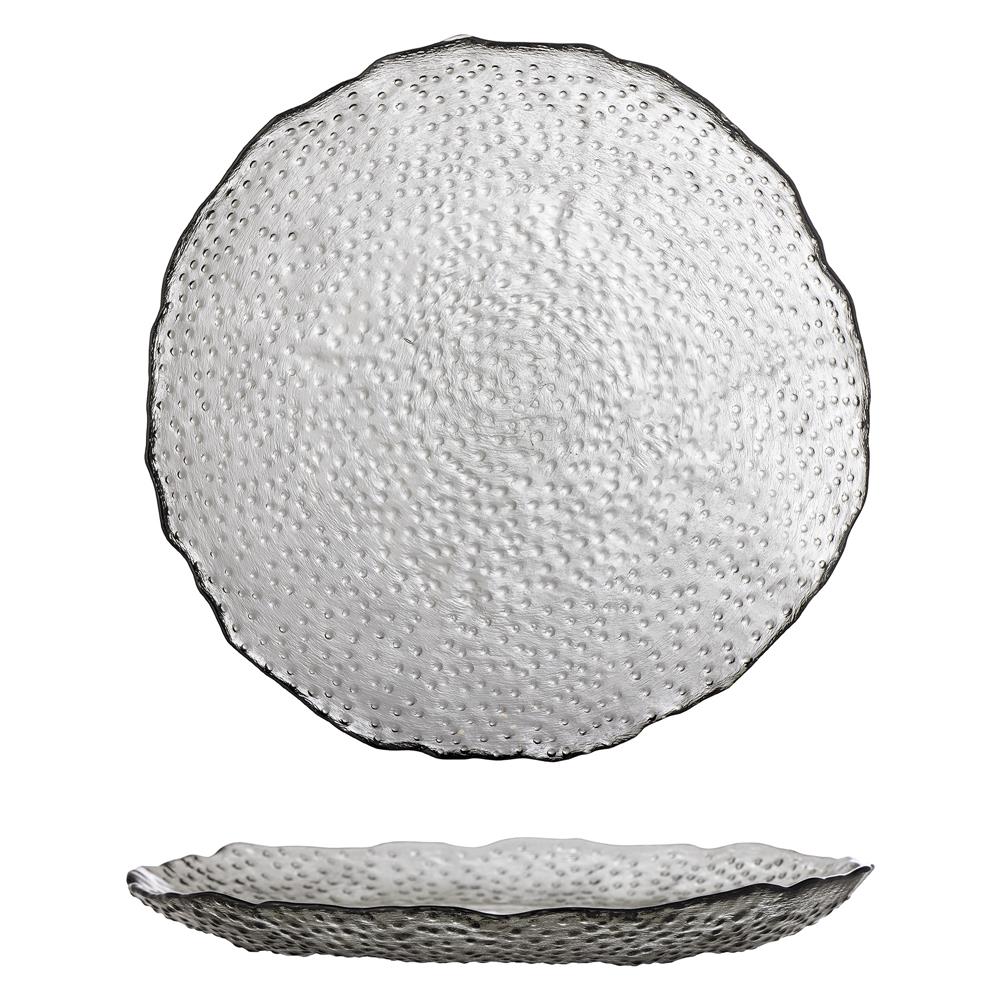 Bloomingville Catia Teller, Grau, Glas, 25 cm, dänisches Design