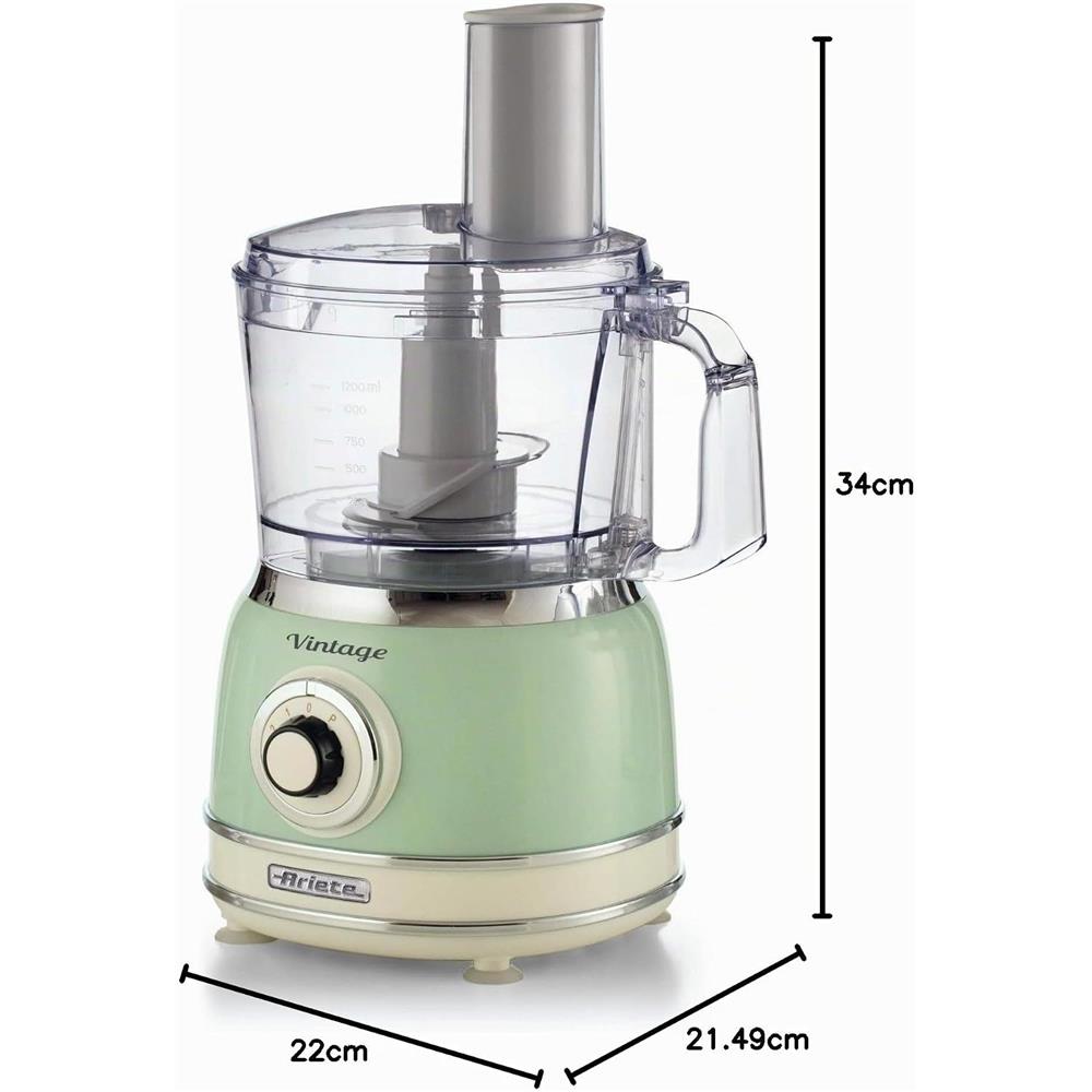 Ariete Vintage Multifunktions-Küchenmaschine, Grün, 2,1L, 1000W, Universalküchenmaschine