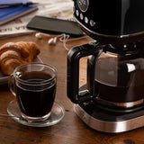 Ariete Moderna Filterkaffeemaschine, Schwarz, 15 Tassen Kaffeemaschine, mit Glaskanne