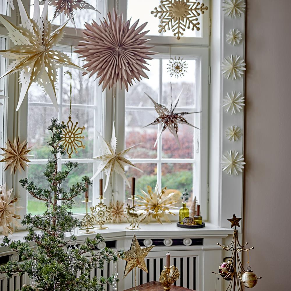 Bloomingville Kanja Weihnachtsanhänger Gold Metall 2er Set Schneeflocke