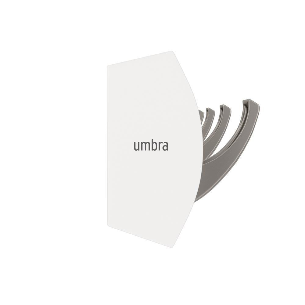Umbra Flip Wandgarderobe, Garderobenleiste in Weiß, mit 8 beweglichen Haken in Silber
