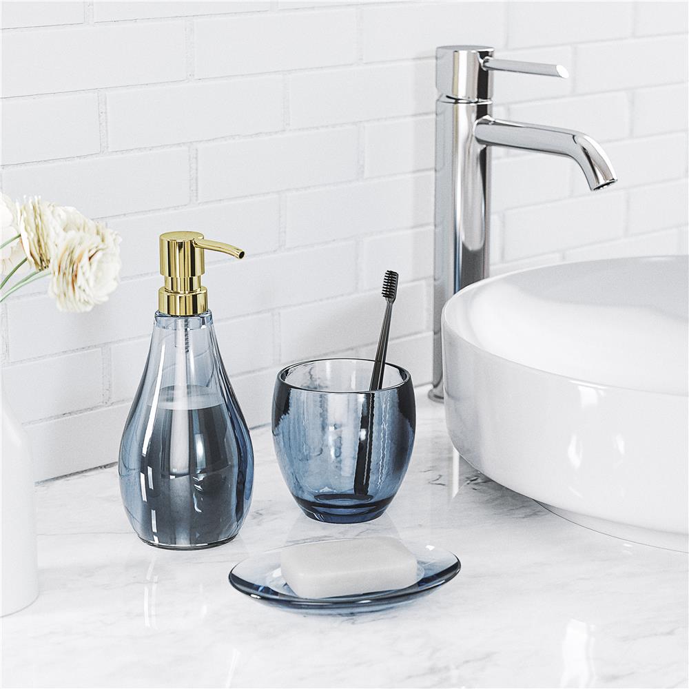 Umbra Droplet Zahnputzbecher Denim Zahnbürstenhalter Mundbecher und Becher für Make-Up Pinsel aus Acrylglas