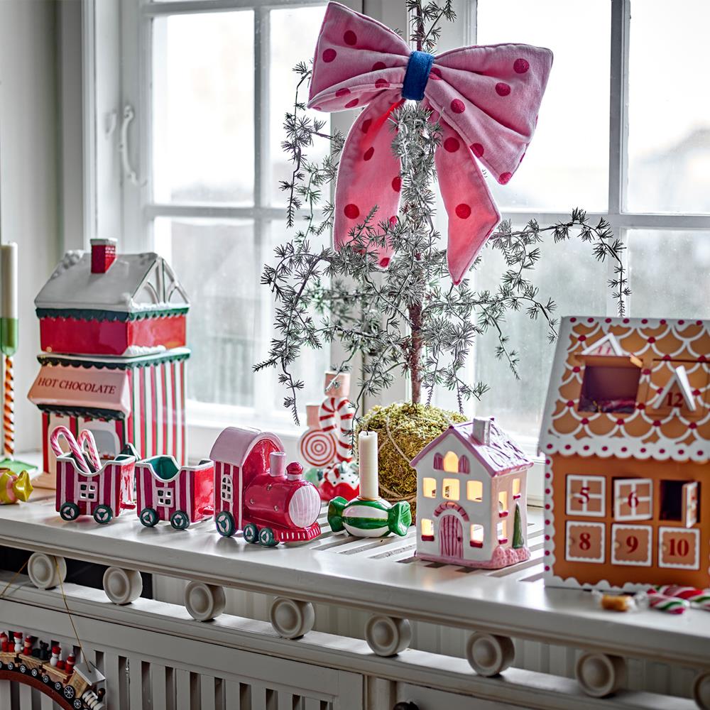 Bloomingville Shirly Teelichthalter Haus Bunt Steingut Weihnachtsdeko