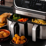Ariete Air Fryer Dual, Schwarz, Doppel Heißluftfritteuse, 9L, 2100W