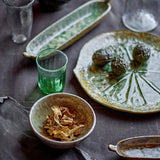 Bloomingville Milani Servierplatte aus Steingut, Grün – großes rundes Tablett