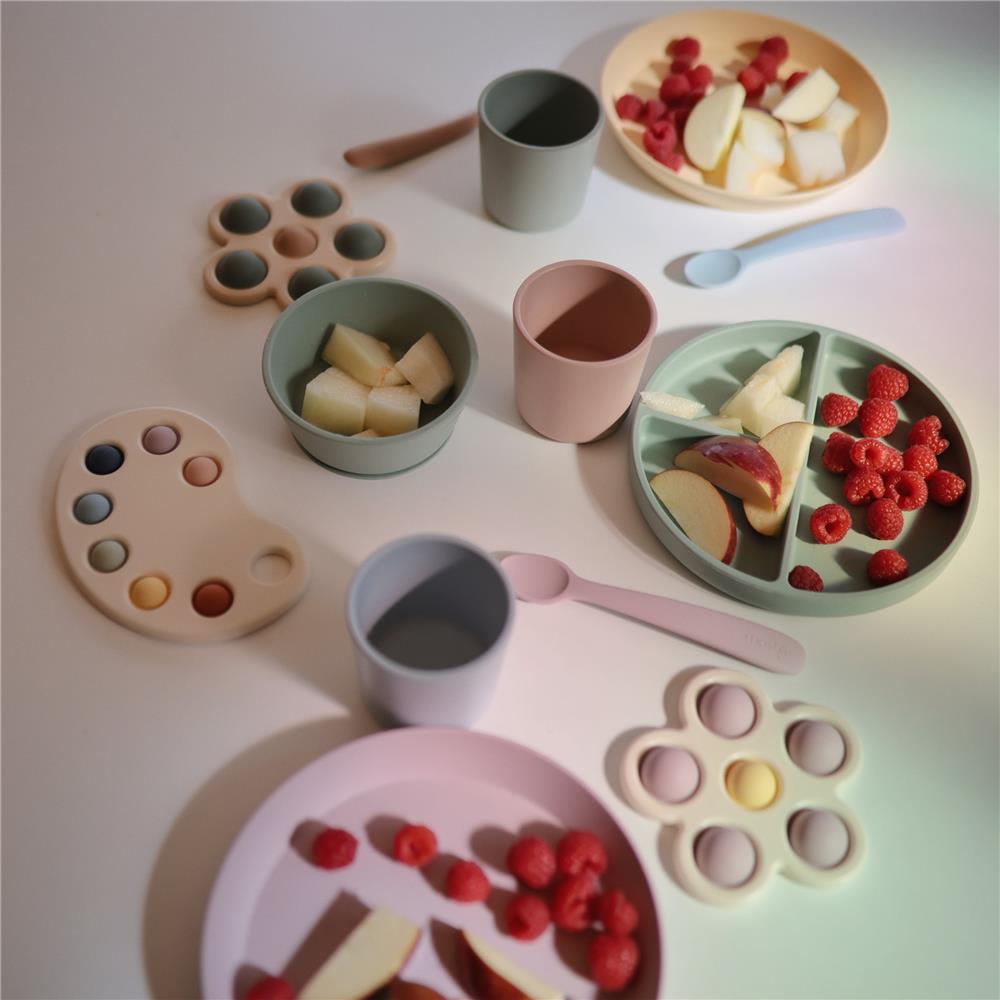 Mushie Silikon-Babylöffel 2erSet, Soft Lilac, BPA-frei