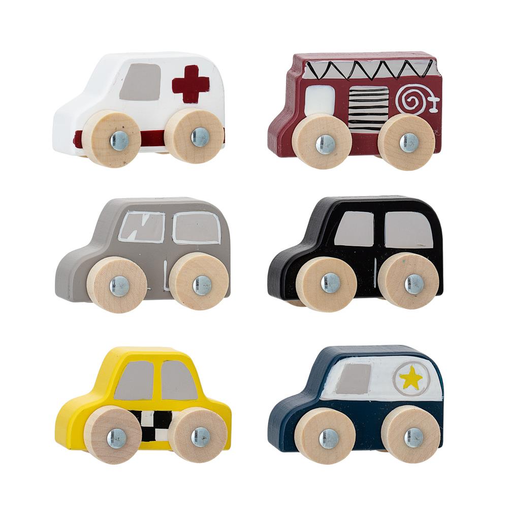 Bloomingville MINI Avin Spielzeugauto 6er Set Bunt Holz 6cm