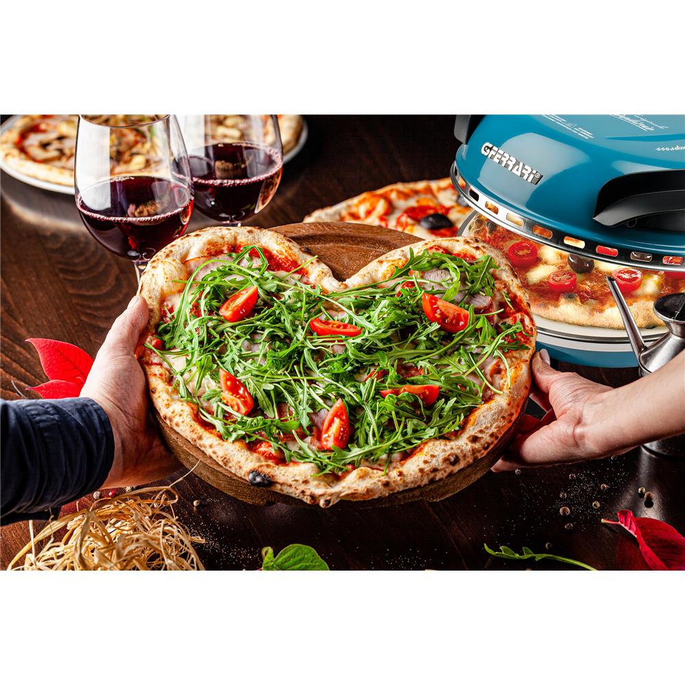 G3Ferrari elektrischer Pizzaofen Delizia 1200 W für Pizza Ø 31cm blau Pizzamaker mit feuerfestem Naturstein