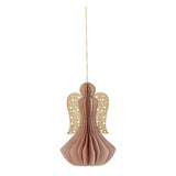 Bloomingville Ingi Baumschmuck Engel aus Papier Rosa Weihnachtsanhänger