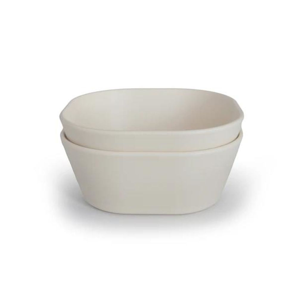 Mushie Kinderschüssel 2er Set, Ivory, quadratisch, BPA-frei