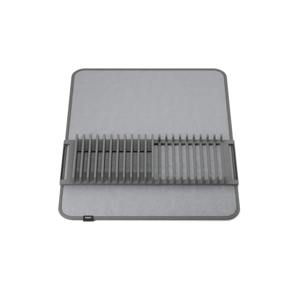 Umbra Udry Geschirr Abtropfgestell und Mikrofaser Abtropfmatte, Faltbar, Platzsparend, 61 x 45 cm, in Anthrazit