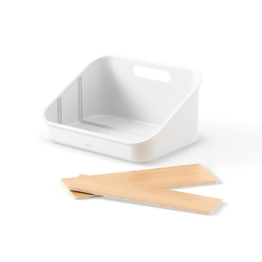 Umbra Bellwood Vorratsschrank Organizer mit 3 Fächern, Aufbewahrungsbehälter in Weiß/Natur