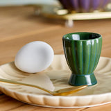 Bloomingville Latina Eierbecher, Dunkelgrün, Steingut, dänisches Design