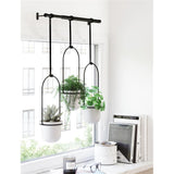 Umbra Triflora Vase Hängeblumentopf Wandvase Blumenampel für Wand und Decke 3er-Set Weiß/Schwarz