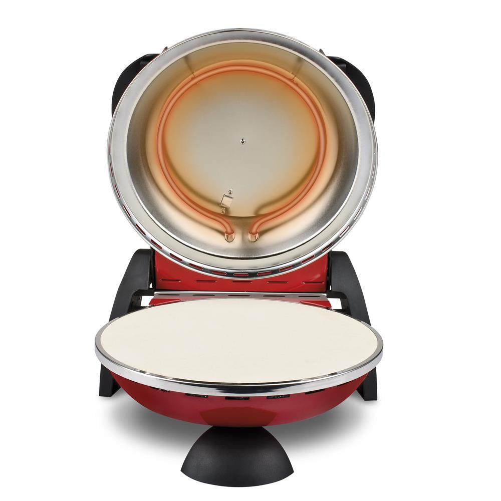 G3Ferrari elektrischer Pizzaofen Delizia 1200 W für Pizza Ø 31cm rot Pizzamaker mit feuerfestem Naturstein