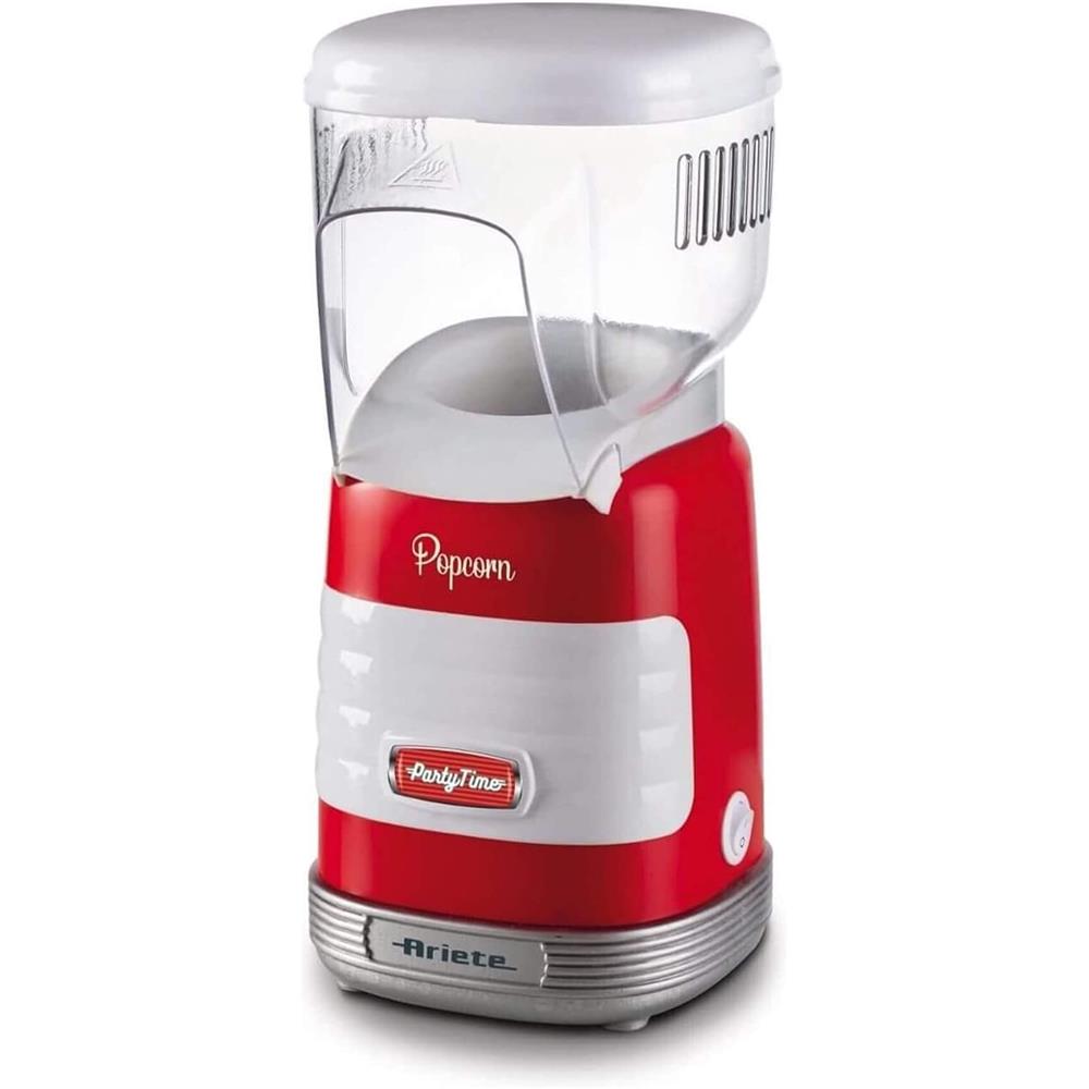 Ariete Party Time Popcorn Maker, Rot, Popcornmaschine Heißluft, Retro-Design, 50er Jahre-Stil