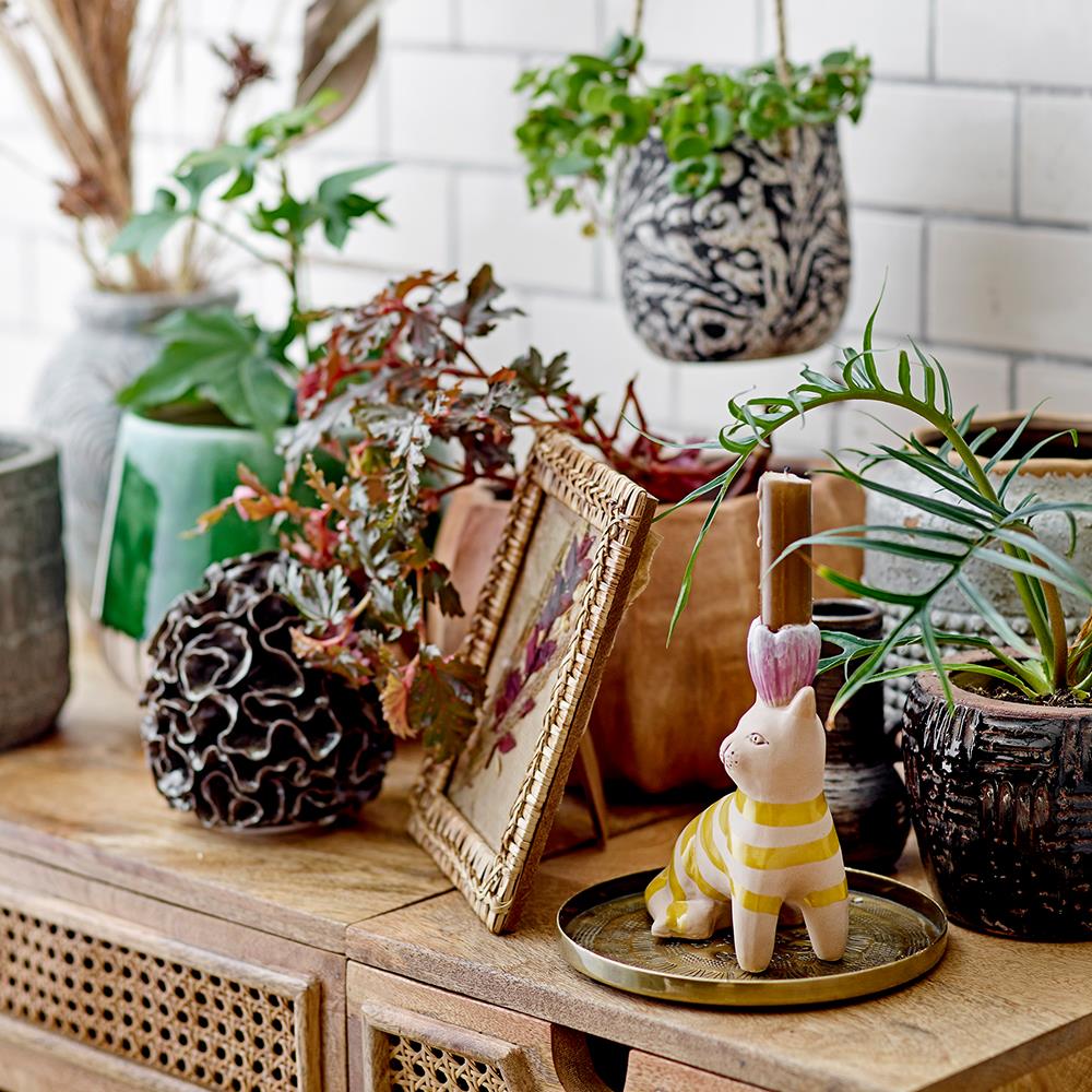 Bloomingville Mamie Kerzenhalter 2er Set – handbemaltes Steingut, warmes Braun