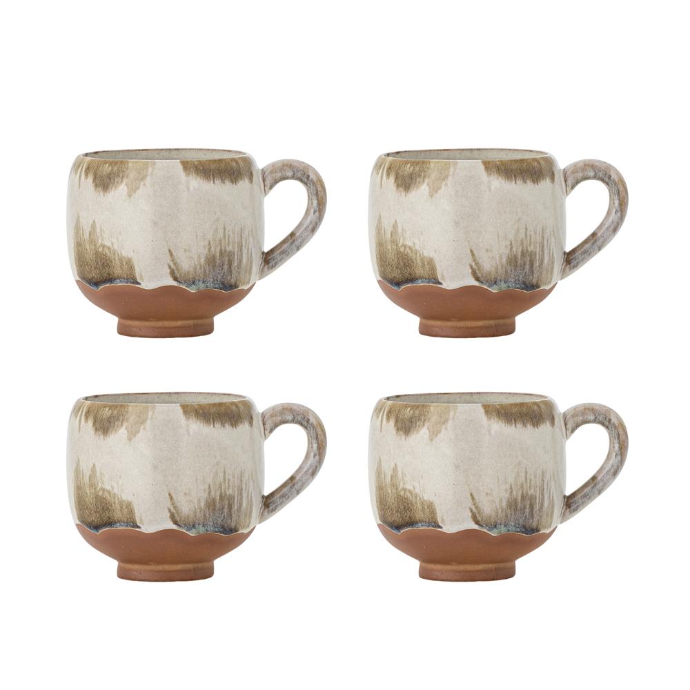 Bloomingville Jade Tasse aus Steingut in Natur 200 ml – 4er Set für Küche und Tischdeko