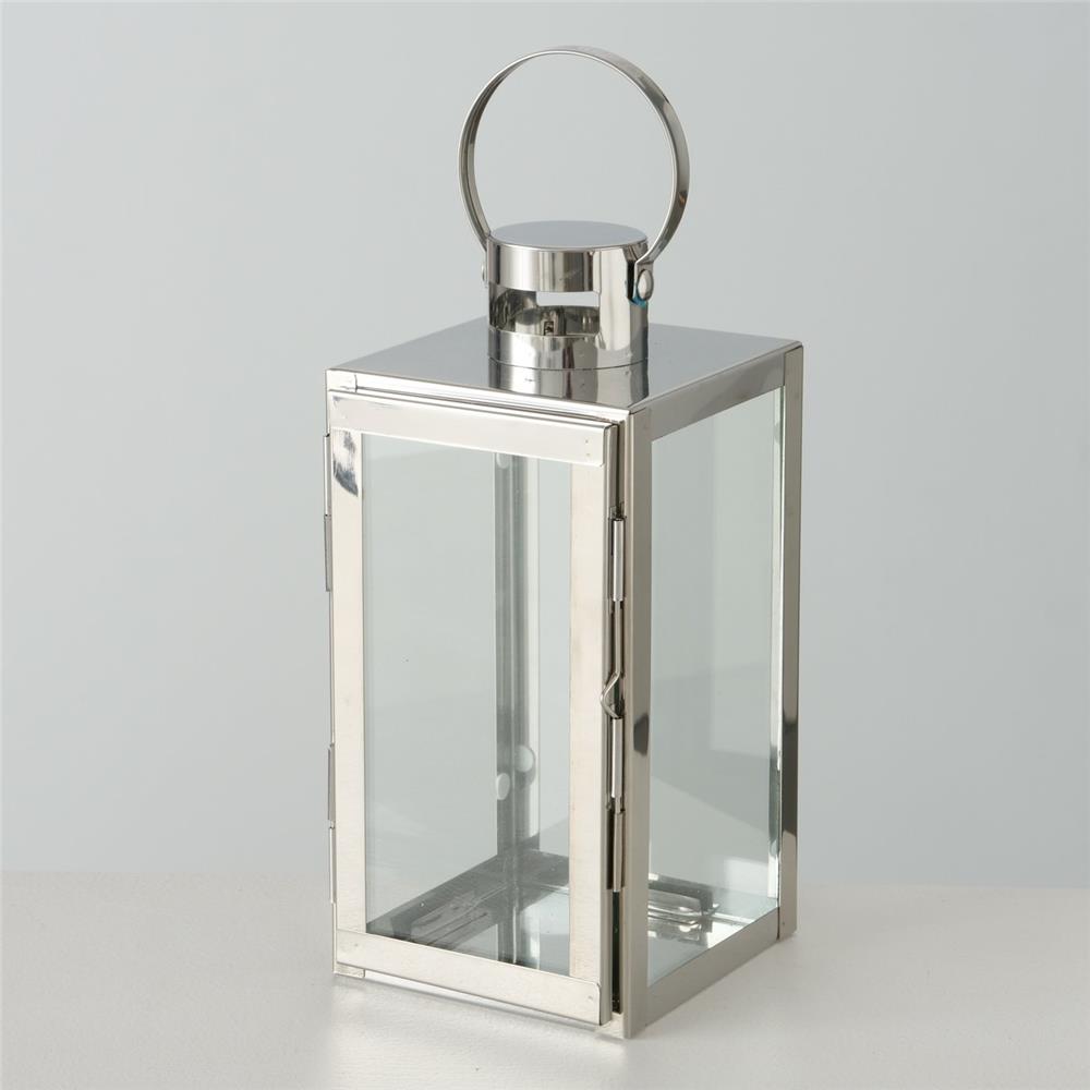 BOLTZE Laterne Caruso 2er Set Silber Windlicht Kerzenhalter Skandinavisches Design
